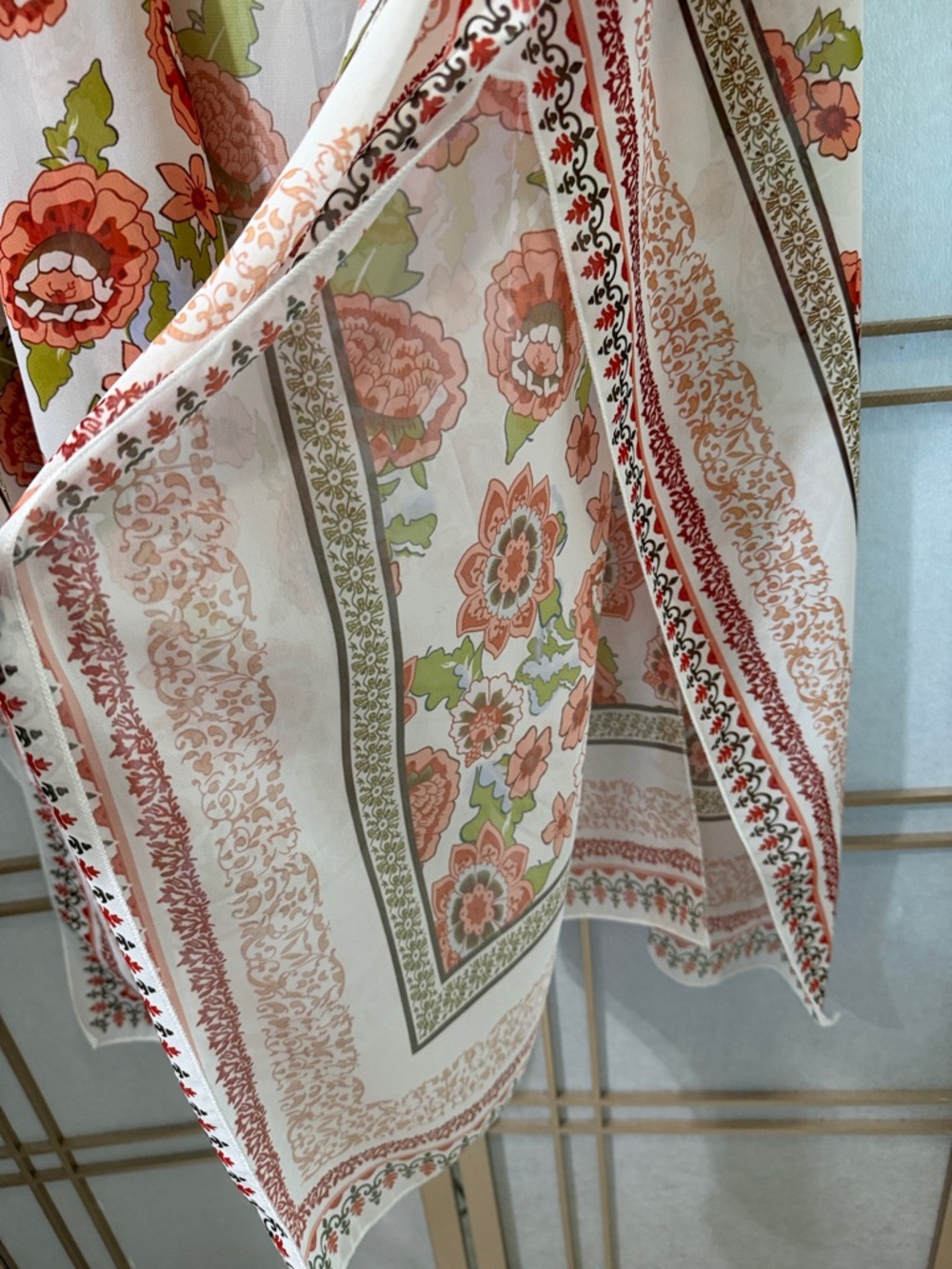 Flowy Kimono Cardigan Open Front Floral Printed Chiffon Blouse Loose Tops, US 14 - Picture 3 of 6